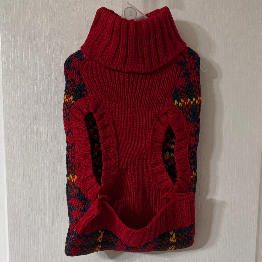 Harry Barker Holiday Cozy Red Knit Dog Sweater Sz L - Picture 2 of 8